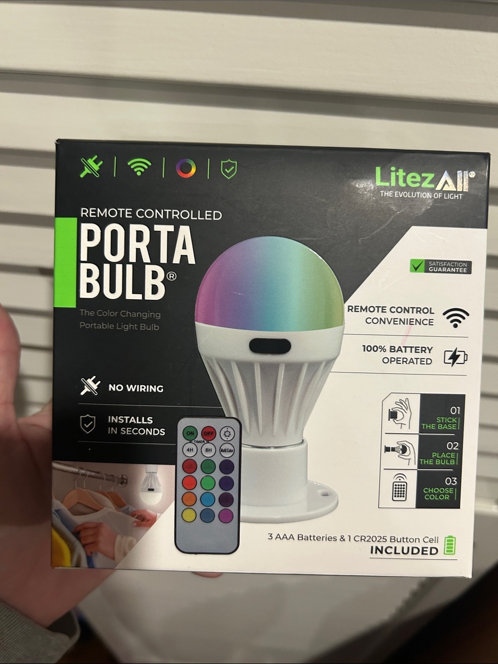 Porta Bulb Remote-Controlled Color Changing LED Bulb - White/Rainbow Top